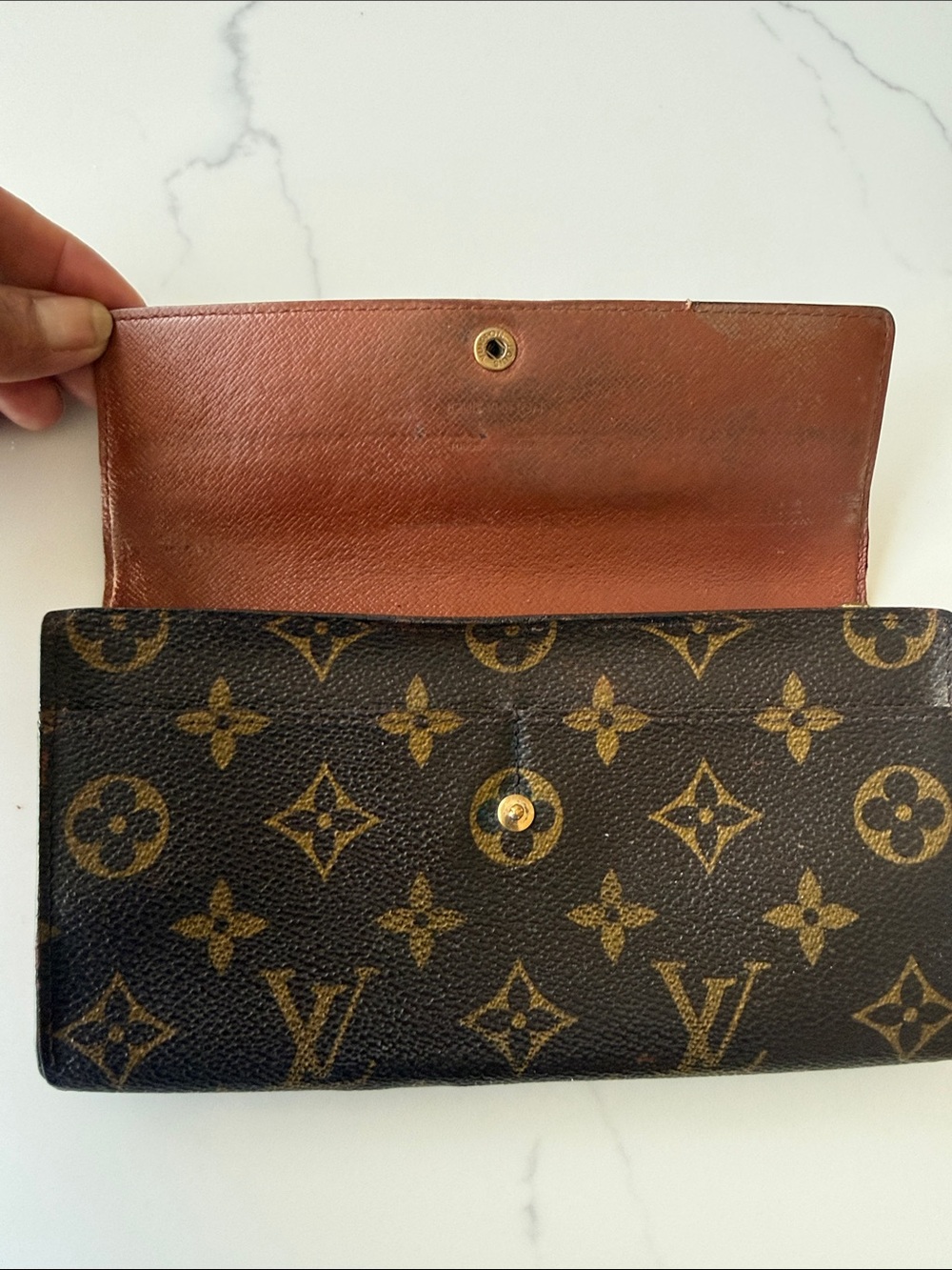Louis Vuitton Monogram Canvas Continental Wallet with Brown Interior